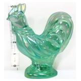 Fenton green iridescent 5in rooster figure