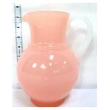 Vintage 7in pink glass pitcher