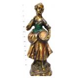 Bronze wash 12in lady figural statue