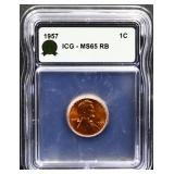 Graded MS65 1957 Lincoln penny