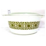 Vntg Pyrex verde square flower dish w/ lid