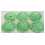 6 vntg jadeite Jane Ray 6in oatmeal bowls