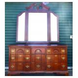 Cherry 9 drawer dresser with mirror