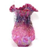 Fenton 12in plum opalescent poppy show vase