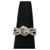 Sterling white sapphire round cut ring, lab grown