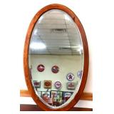 Vintage wood frame 19x30 oval mirror