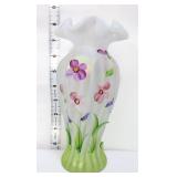 Fenton french opalescent 8in floral vase