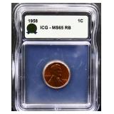 Graded MS65 1958 Lincoln penny