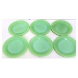 6 vntg jadeite Jane Ray 7.5in salad plates
