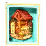 Vntg well therm. wall plaque in org box