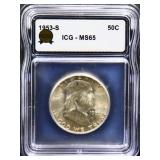 Graded MS65 1953S Franklin half dollar