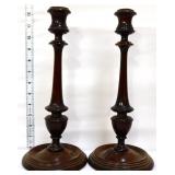 Pair vintage wood candlesticks