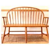 Vntg oak arrow back farmhouse bench