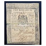 1770 Pennsylvania 10 shillings colonial note