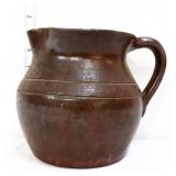 Vntg 6in brown stoneware pitcher see photos