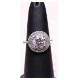 STERLING ROUND CUT WHITE SAPPHIRE RING, LAB GROWN