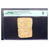 Graded 8 RI 1775 9 pence colonial note