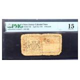 Graded 15 NJ 1761 6 pounds colonial note