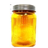 Amber glass sugar canister with metal lid