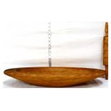 Oval wood bowl w/ wood rolling pin