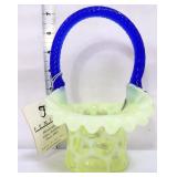 Fenton topaz opalescent coin dot basket
