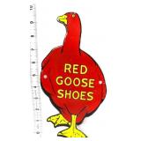 Porcelain 5x10in Red Goose Shoes sign
