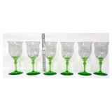 6 moongleam green base water goblets