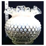 Clear opalescent hobnail 5in vase