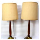 Pair MCM table lamps w/ tall shades