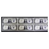 Lot of 6 consecutive serial number $1 notes