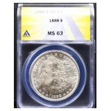 Graded MS63 1888 Morgan silver dollar