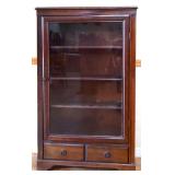Wood glass door bookcase w/ botttom drawers