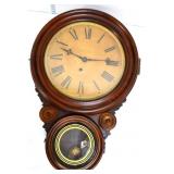 Vntg key wind wall clock w/ pendulum