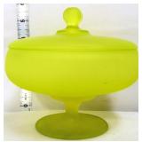Vntg tiffin uranium satin pedestal candy dish