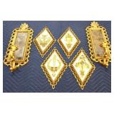6 piece gold tone wall art lot