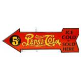 Metal 27.5x8.75 Pepsi Cola arrow sign
