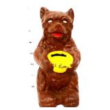 Cast iron 7in brown bear figural bank