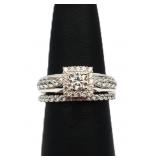 Sterling white sapphire wedding set, lab created