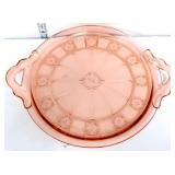 Vntg pink depression doric tab handle dish
