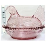 Pink 7in hen on nest-not vintage