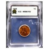 Graded MS66 1948 Lincoln wheat penny