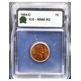 Graded MS66 1954D Lincoln wheat penny