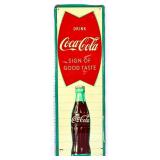 Vtg metal 17.5x53.5 vertical fish tail Coke sign