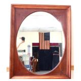 Vntg wood frame 27.25x33 mirror as is