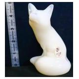 Fenton 5in white opalescent fox figure