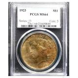 Graded MS64 1923 peace dollar