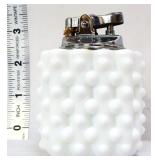 Milk glass hobnail square table lighter