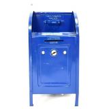 Blue metal 7in mailbox coin bank