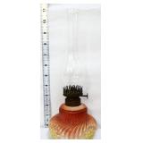 Vntg orange/yellow swirl base oil lamp see pics