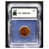Graded MS65 1957 Lincoln wheat penny